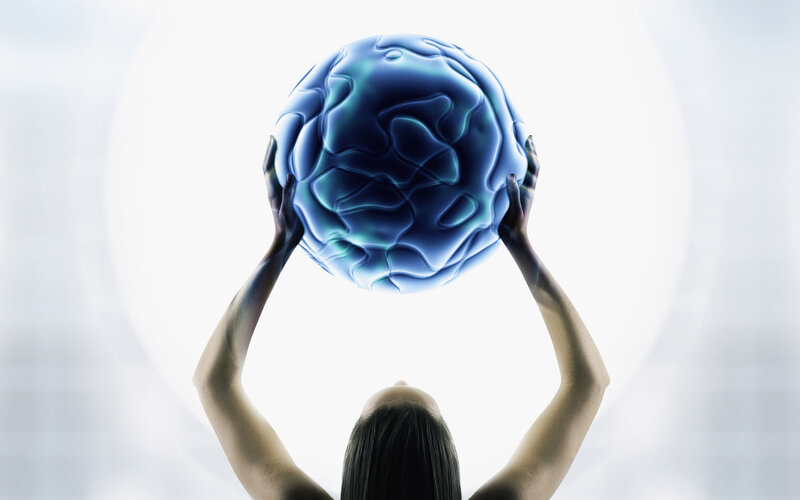 Person Holding Brain Sphere