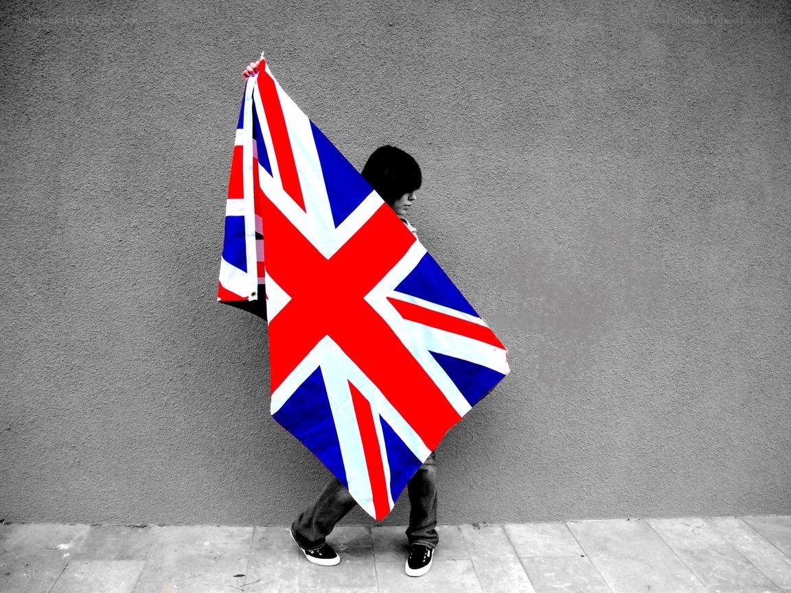 Person holding British flag