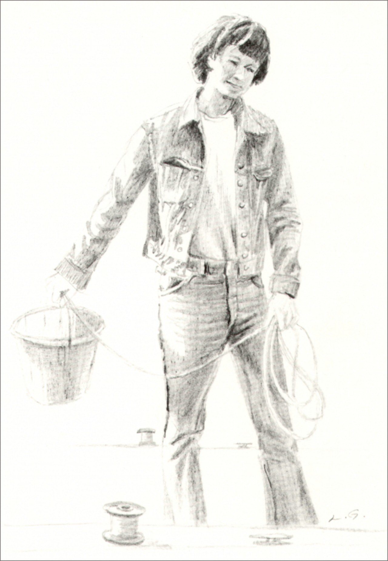 person holding bucket and rope