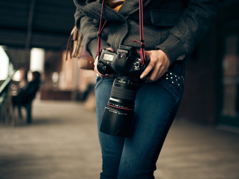 person holding camera