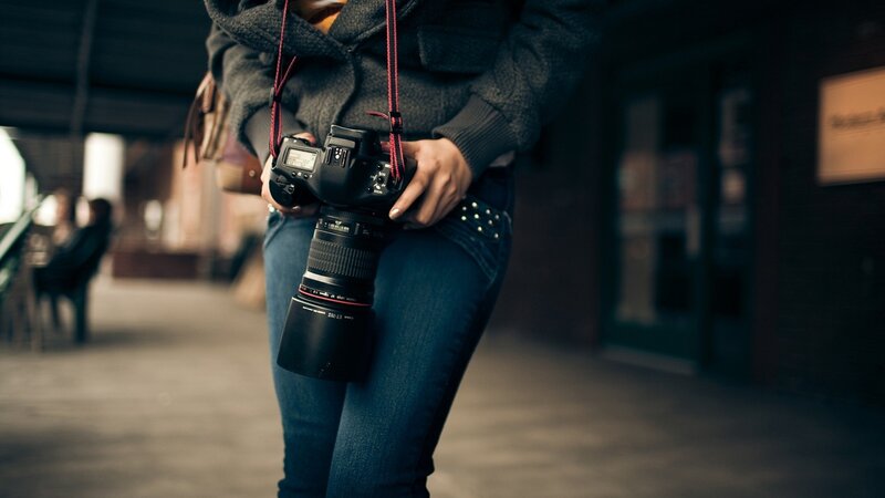 person holding camera