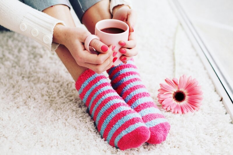Person Holding Coffee Cup — Pink