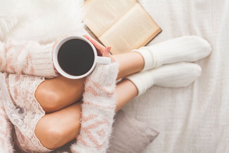 Person Holding Coffee Cup — White, Cozy