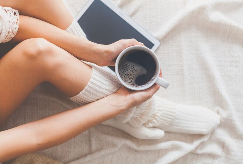 Person Holding Coffee Cup — White, Relaxed, Morning