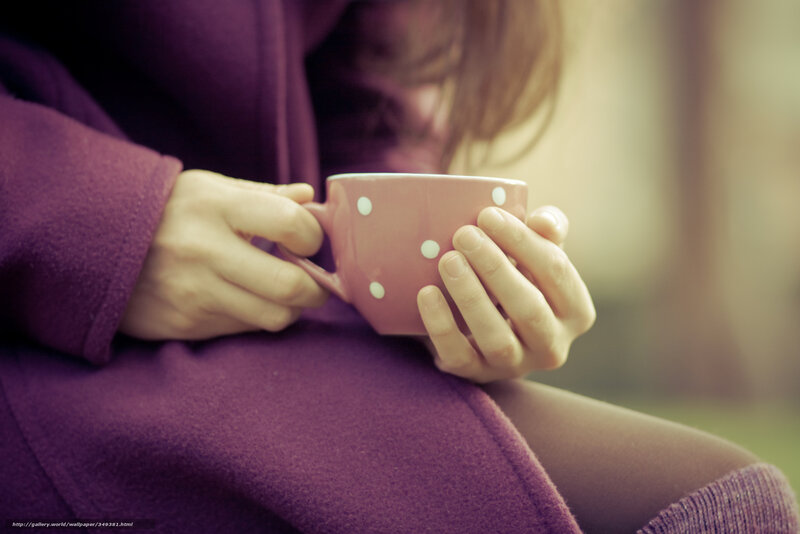 Person Holding Cup — Purple