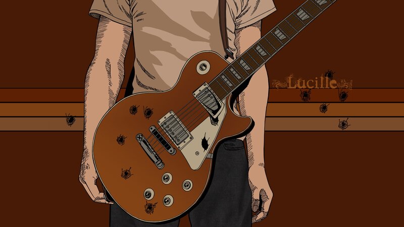 Person Holding Electric Guitar — Brown