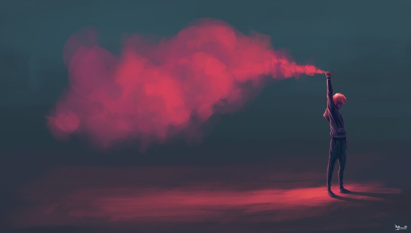 Person Holding Flare