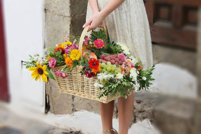 Person Holding Flower Basket