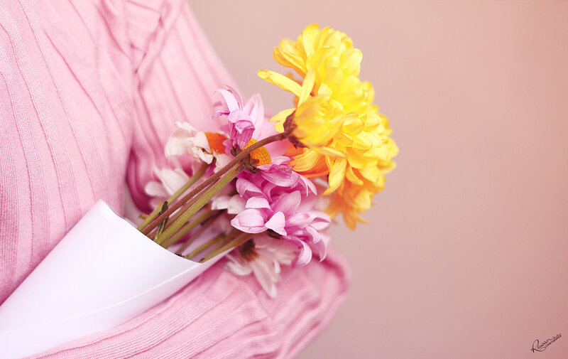 Person Holding Flowers — Pink, Calm