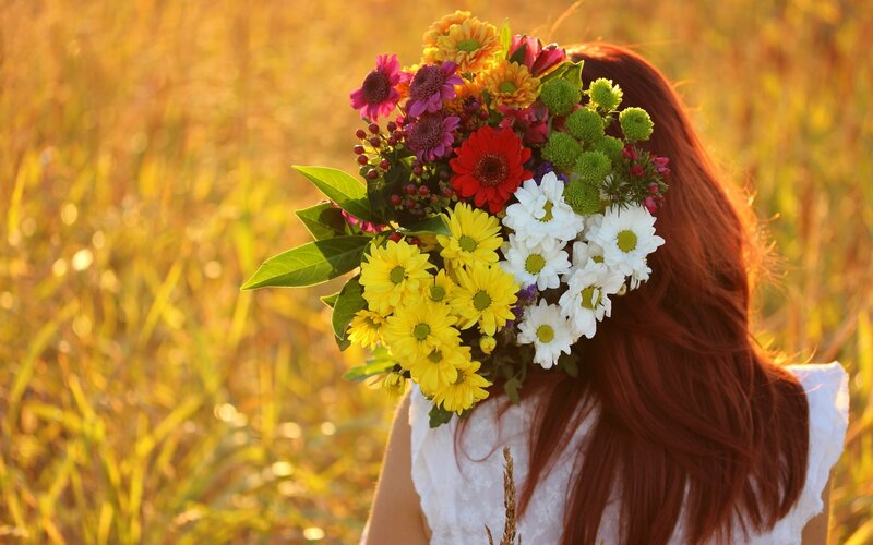 Person Holding Flowers — Yellow, Serene