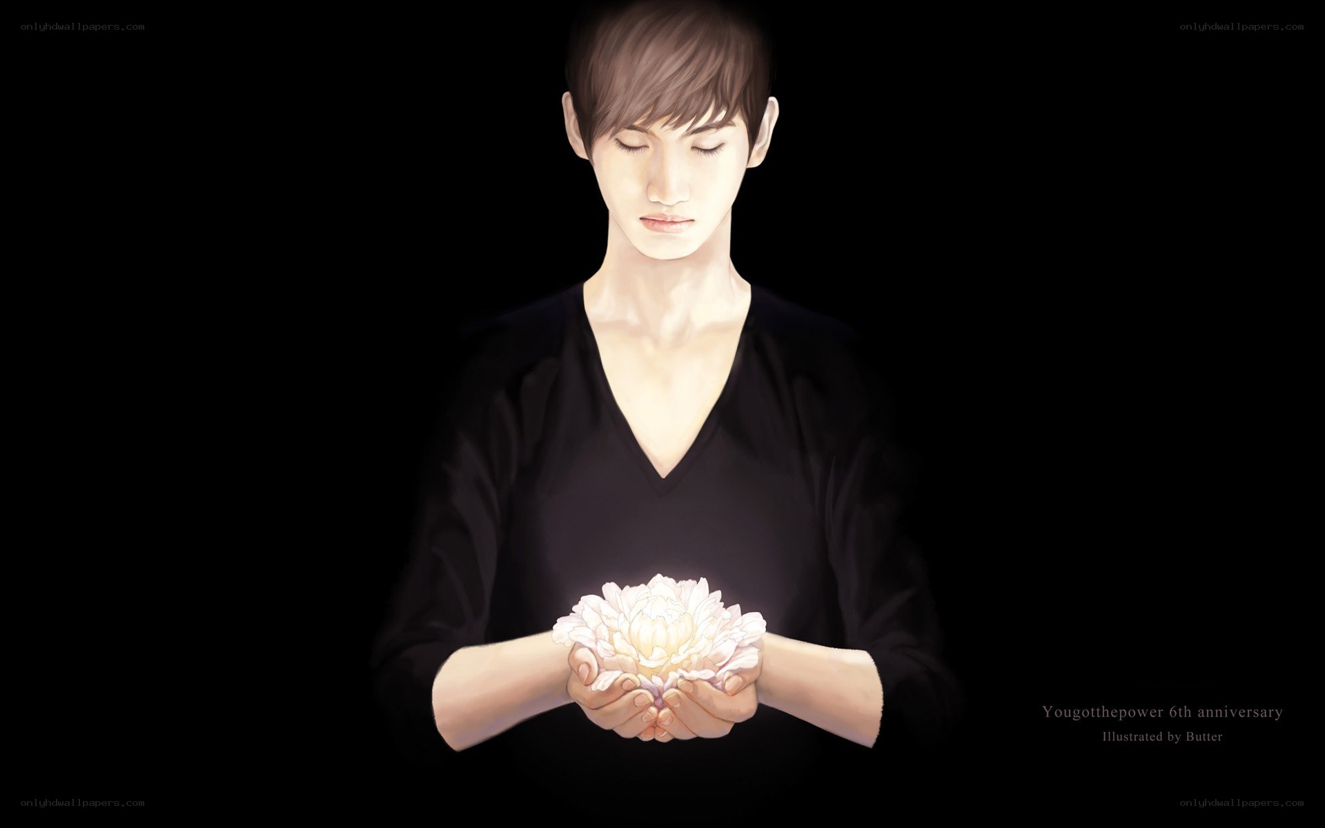 person holding glowing flower