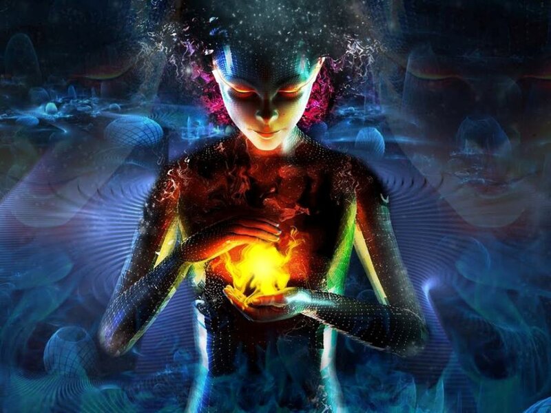 Person Holding Glowing Orb — Blue, Mystical, Digital Art