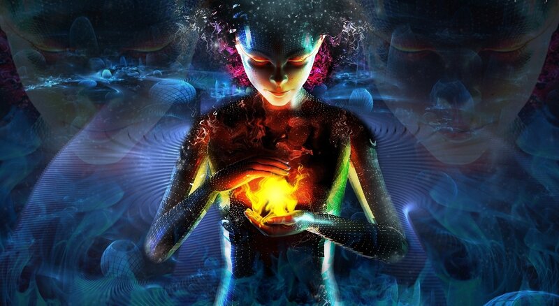 Person Holding Glowing Orb — Blue