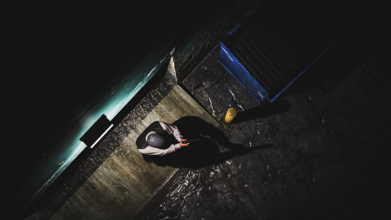 Person Holding Knife — Black, Dark, Tense