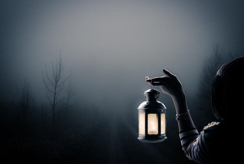 Person Holding Lantern — Black, Mysterious