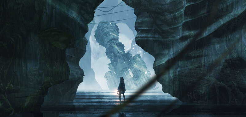 Person Holding Lantern — Blue, Dramatic, Digital Art