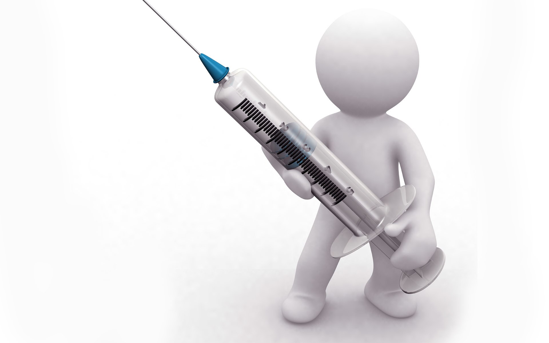 person holding large syringe