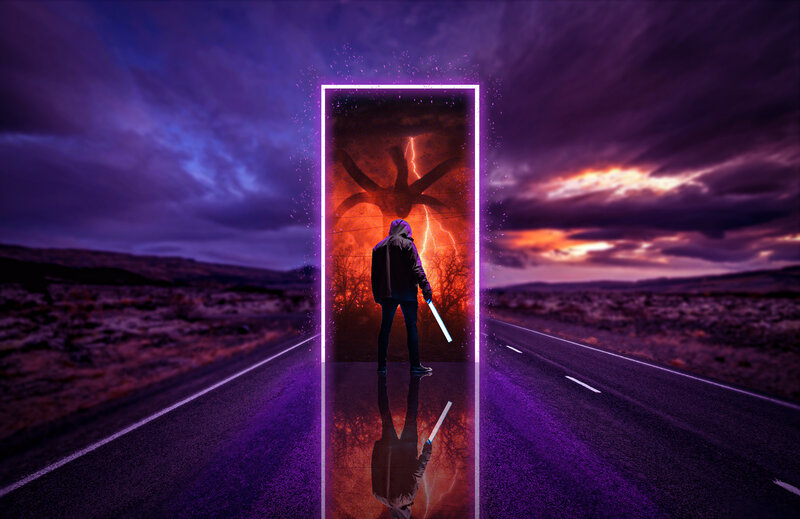 Person Holding Light Saber — Purple