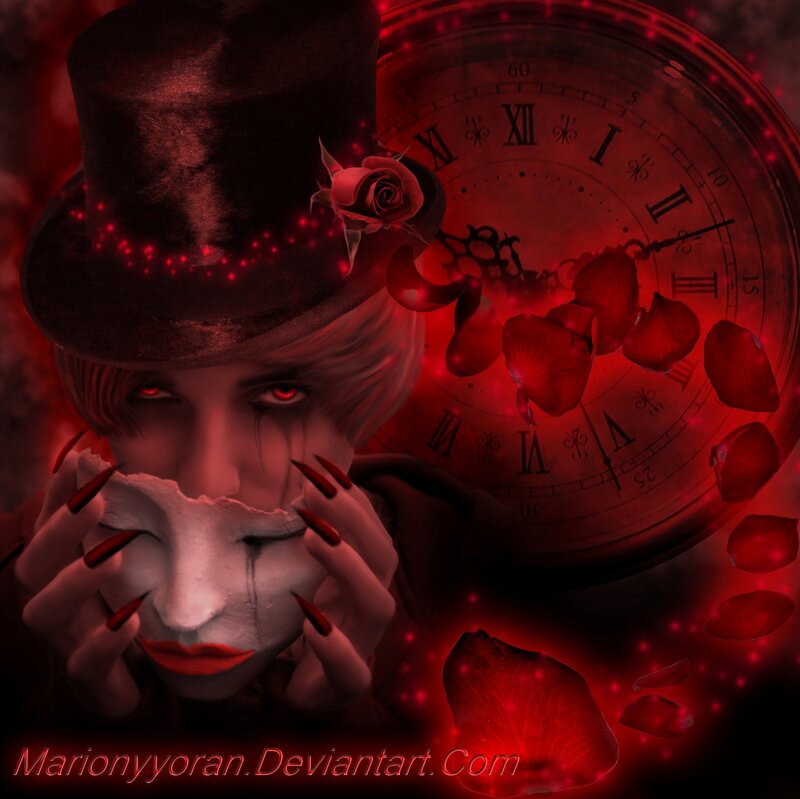 Person Holding Mask — Red, Dramatic