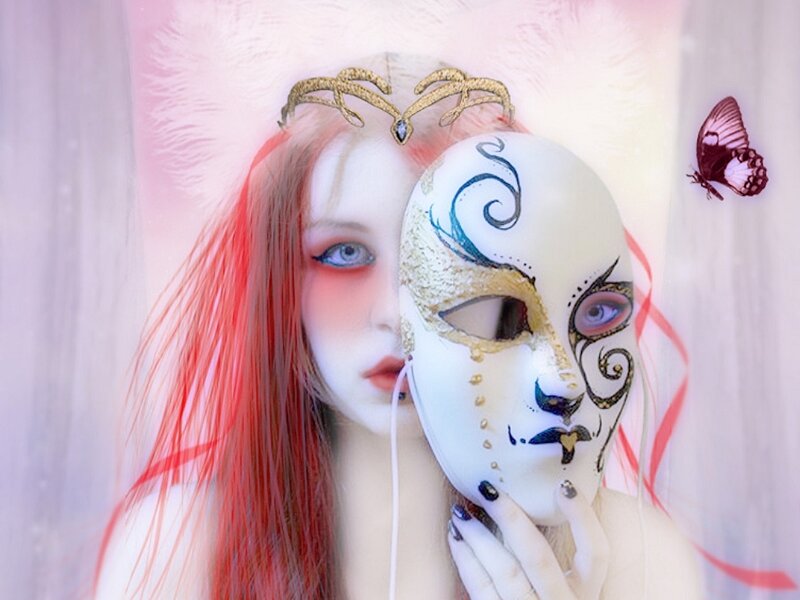 Person Holding Mask