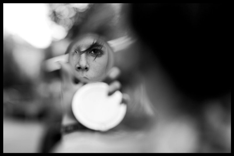 Person Holding Mirror — Black