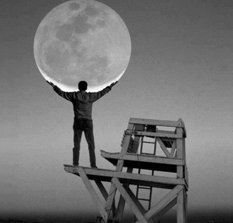 Person Holding Moon — Black