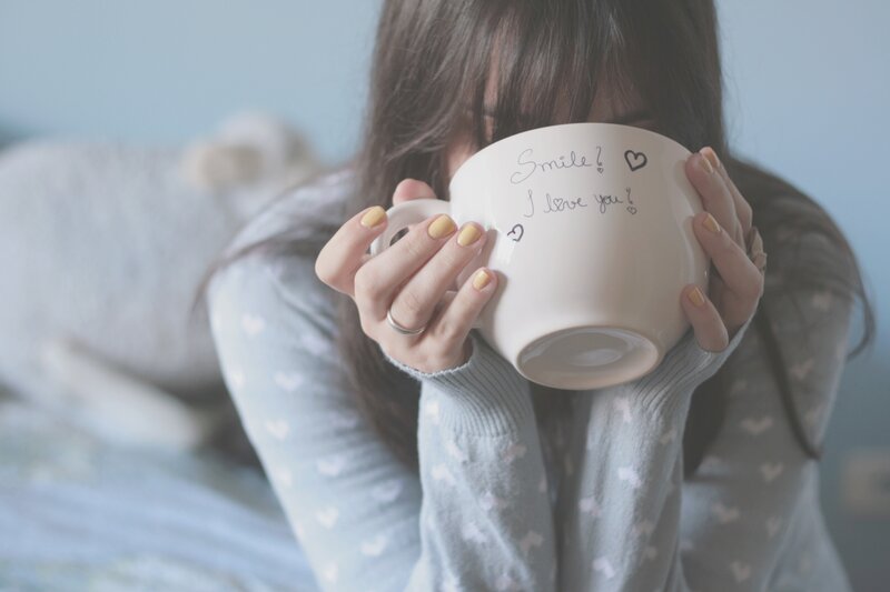 Person Holding Mug — Gray