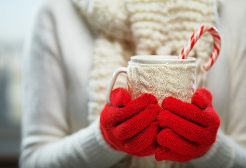 Person Holding Mug — Red, Cozy