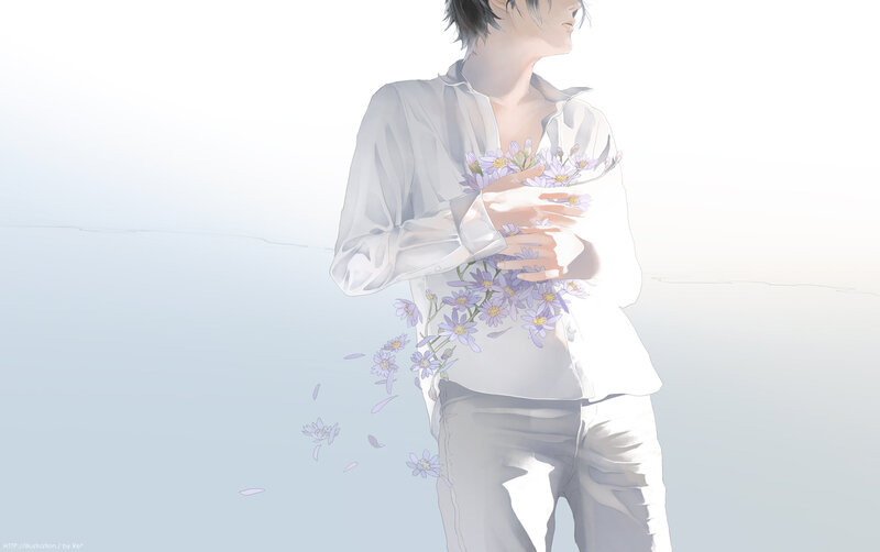 Person Holding Purple Flowers — White