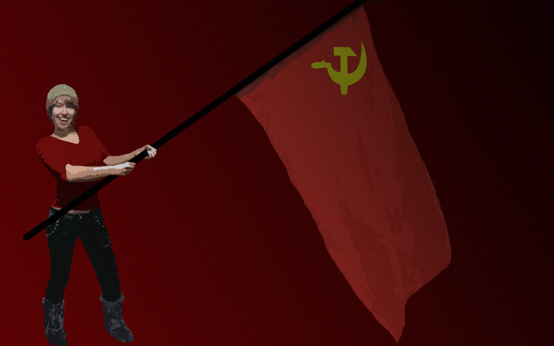 person holding red flag