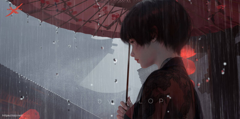 Person Holding Red Umbrella — Melancholic