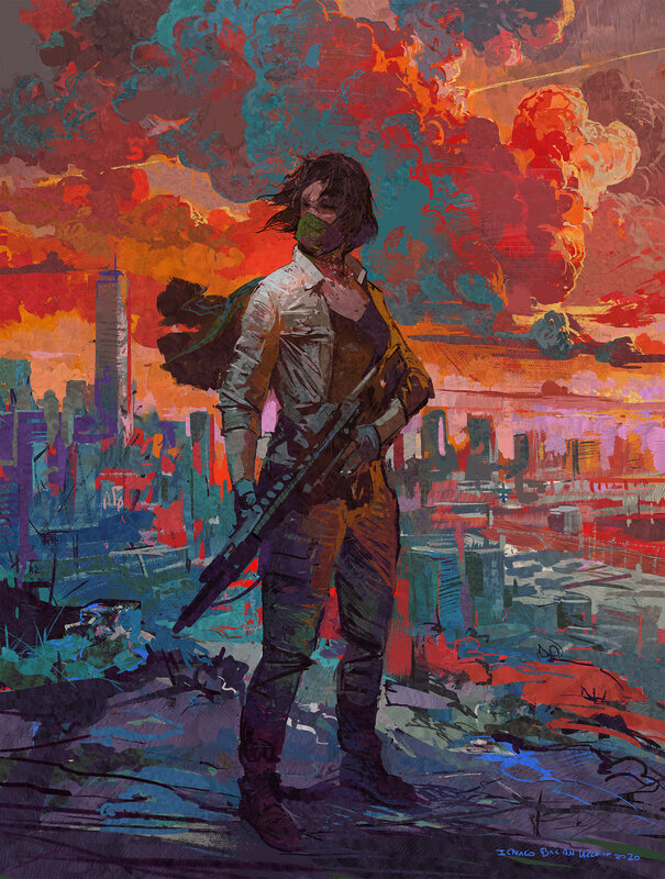 Person Holding Rifle — Red