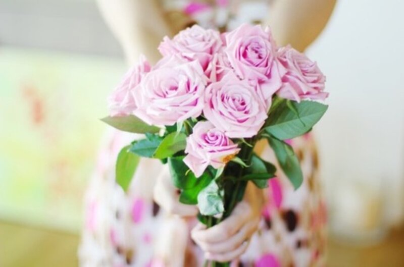 Person Holding Roses — Pink, Calm