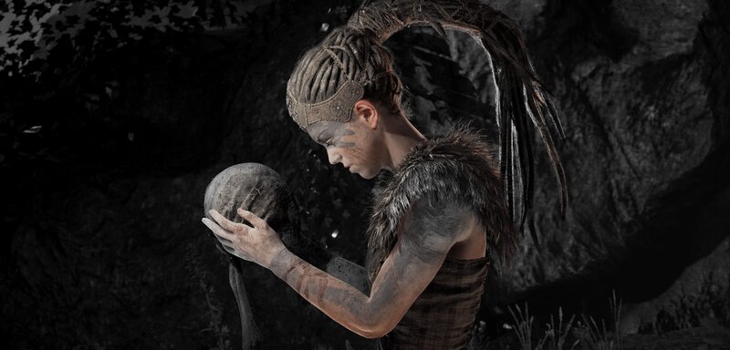 Person Holding Skull — Black, Somber