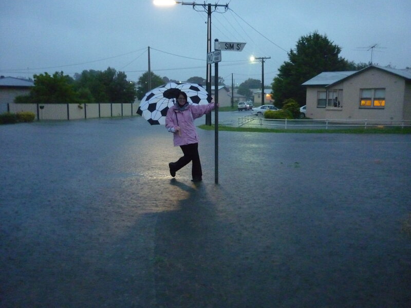 Person Holding Soccer Ball Umbrella