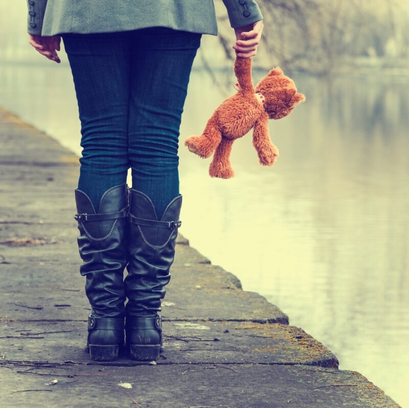 Person Holding Teddy Bear — Brown, Melancholic