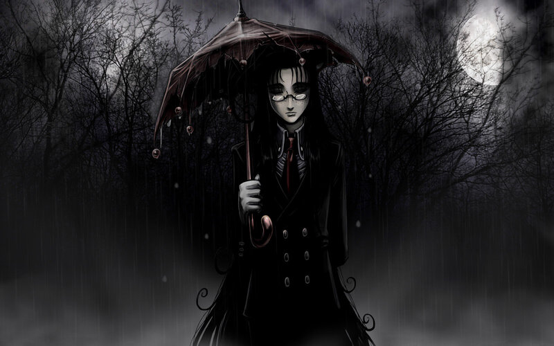 Person Holding Umbrella — Black, Dark, Mysterious, Night, Manga