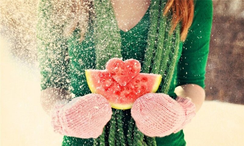 Person Holding Watermelon — Green, Playful, Winter