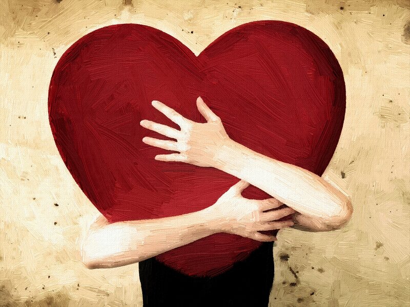 Person Hugging Heart — Red, Calm