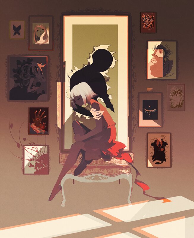Person Hugging Shadow