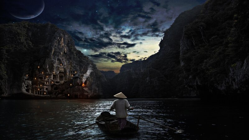 Person in a Boat — Black, Dramatic