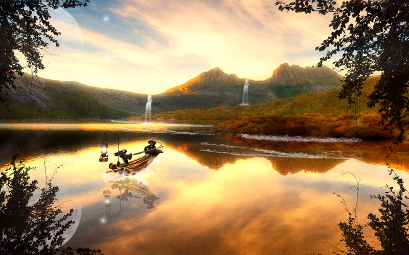 Person in a Boat — Gold, Serene