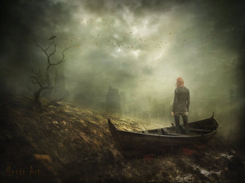 Person in a Boat — Green, Dramatic, Autumn