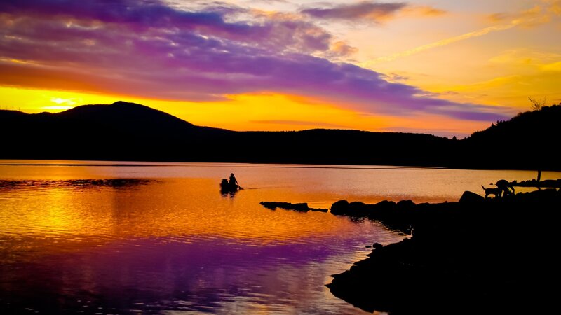 Person in a Boat — Purple, Dramatic, Sunset, Photograph