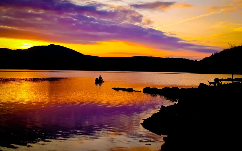 Person in a Boat — Purple, Dramatic