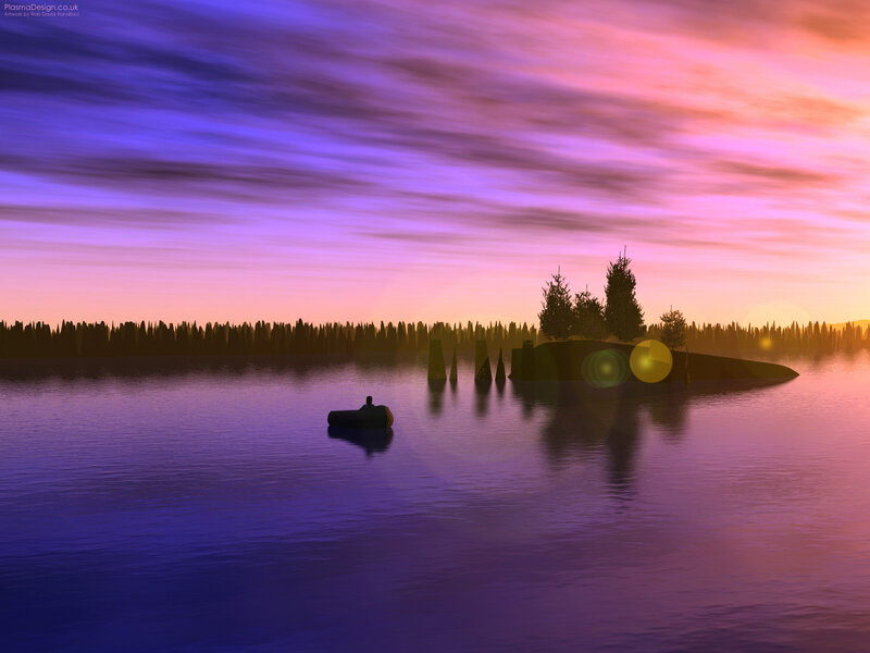 Person in a Boat — Purple, Serene, Sunset, Digital Art
