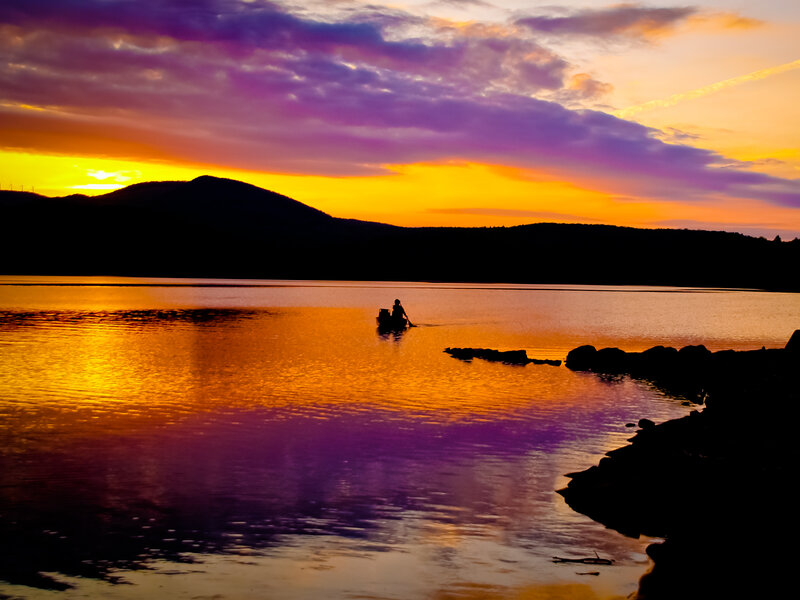 Person in a Boat — Purple, Serene