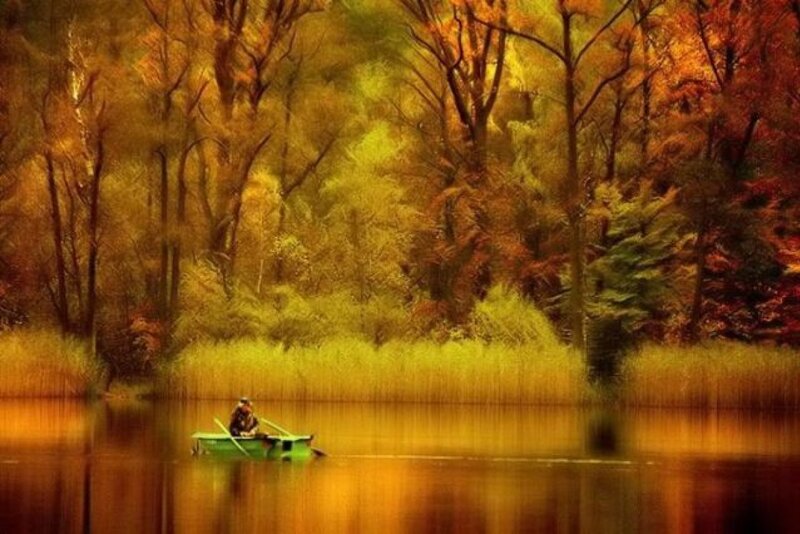 Person in a Boat — Yellow, Serene