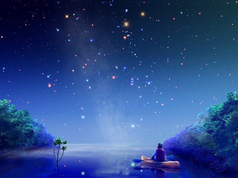 Person in a Canoe — Blue, Serene