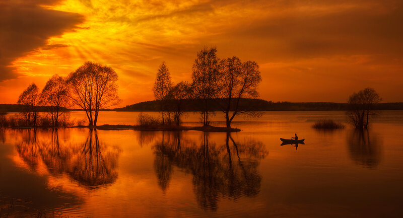 Person in a Canoe — Orange